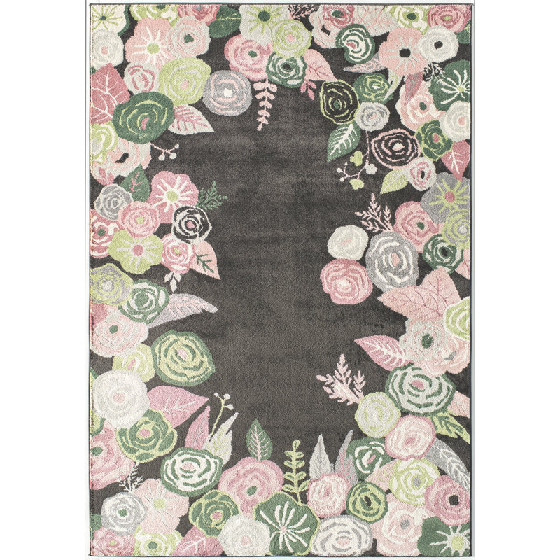 Tapis floral rose onyx Valentina, Rectangle 2 pi x 4 pi
