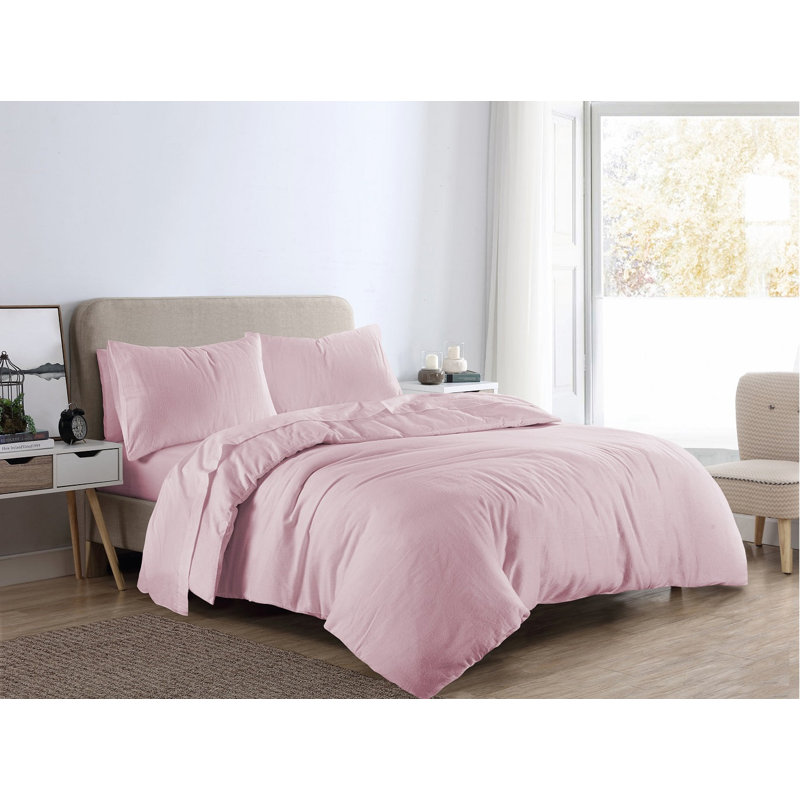 NZ Flannel Duvet Cover Set with Pillowcases, Super King, Pink