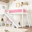 Twin Solid Wood Loft Bed Pink And White, With Detachable Slide, Storage Shelves Adaptable Room Setup White Shelves, Wardrobe, Creative Practical-130716097-130716099