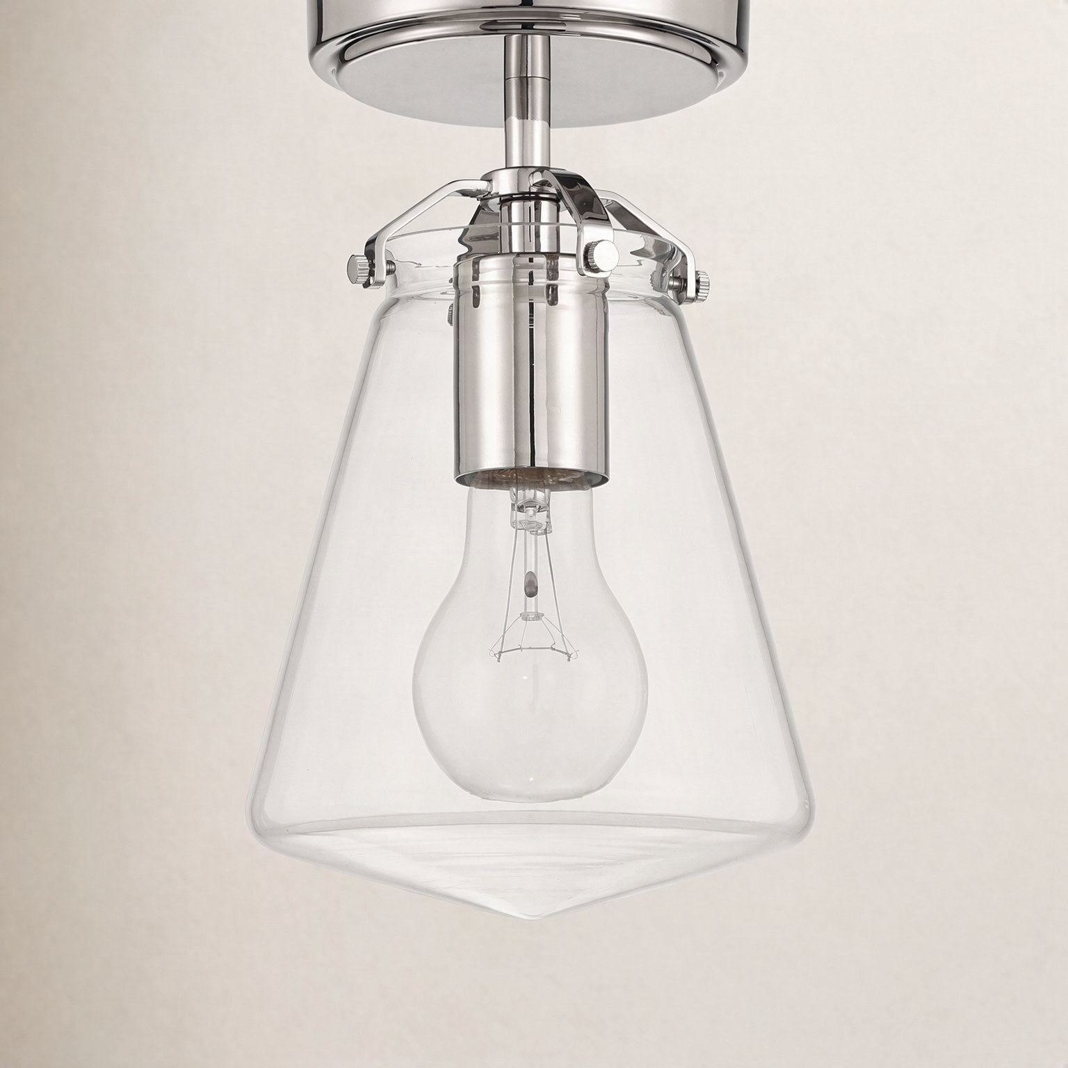 Dimmable Single Light Pendant, Polished Nickel