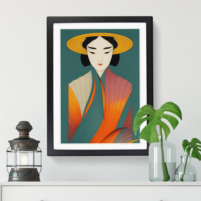 Korean Woman - Picture Frame Print, 64cm H x 46cm W x 2cm D, Oak