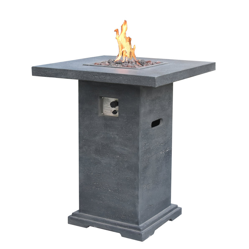 Square Concrete Propane Smokeless Fire Pit Table