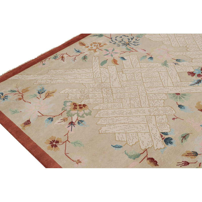 One-of-a-Kind Hand Knotted Area Rug, Rectangle 9'6" x 13'9"
