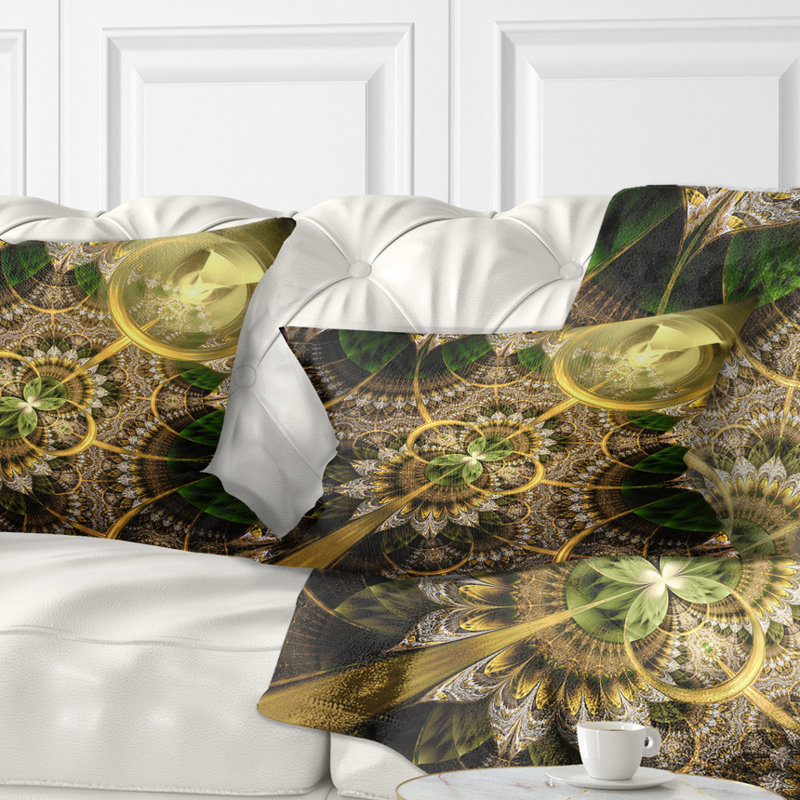 Coussin lombaire floral foncé et fractal