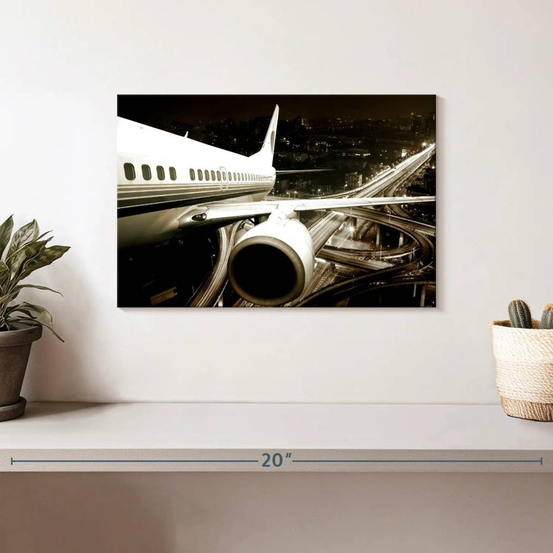 Mehar Airplane At Night, 8" H x 12" W