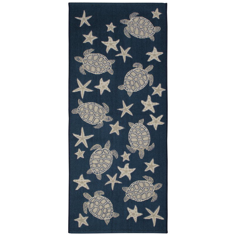 Tapis de cuisine intérieur / extérieur Monchat, Marine, Tapis de couloir 1 pi 11 po x 4 pi 11 po