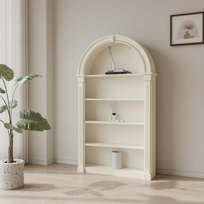Vitrine arquée française de style crème, Crème / blanc