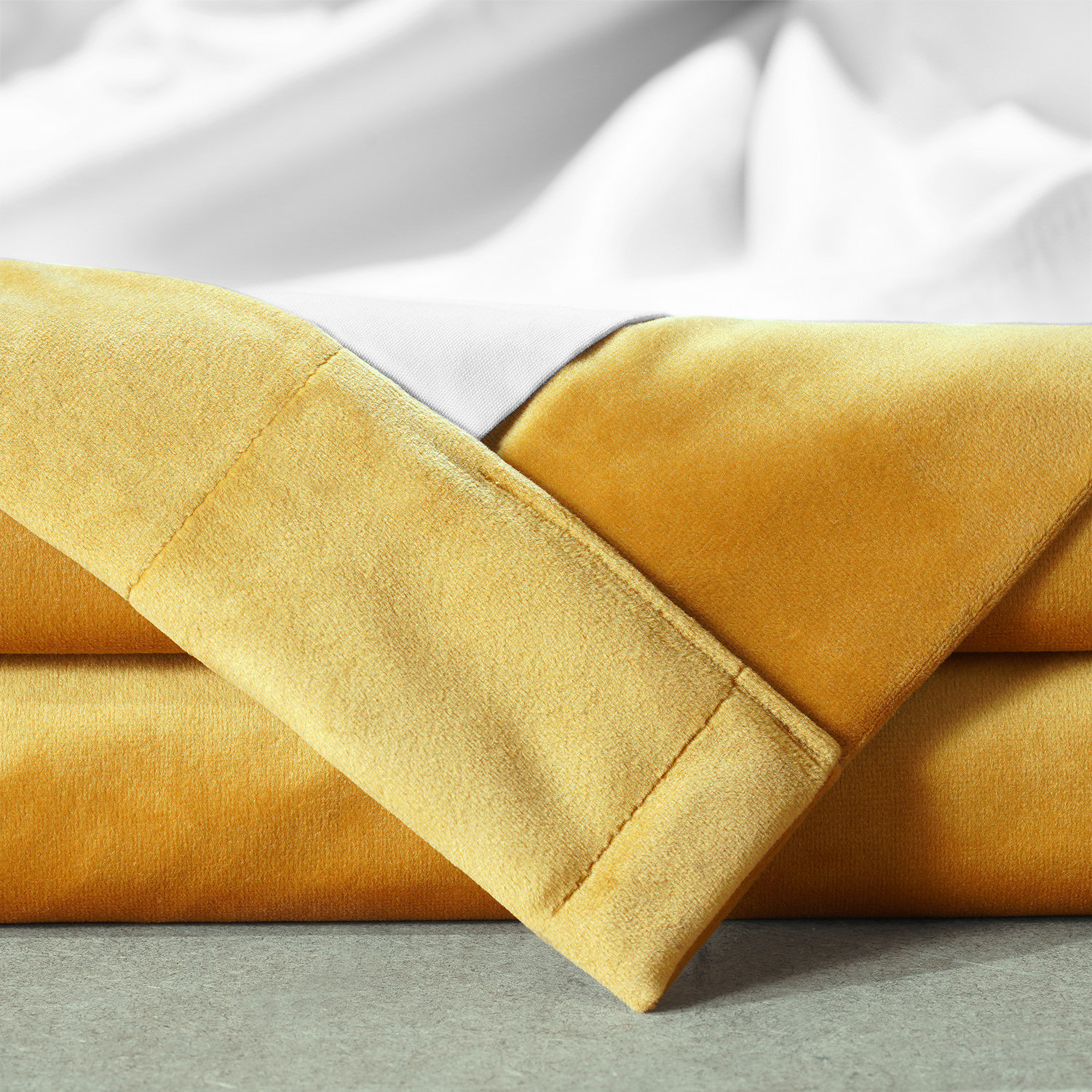 Loria Plush Velvet Blackout Curtain Panel, Sophomore Gold, 50" W x 96" L