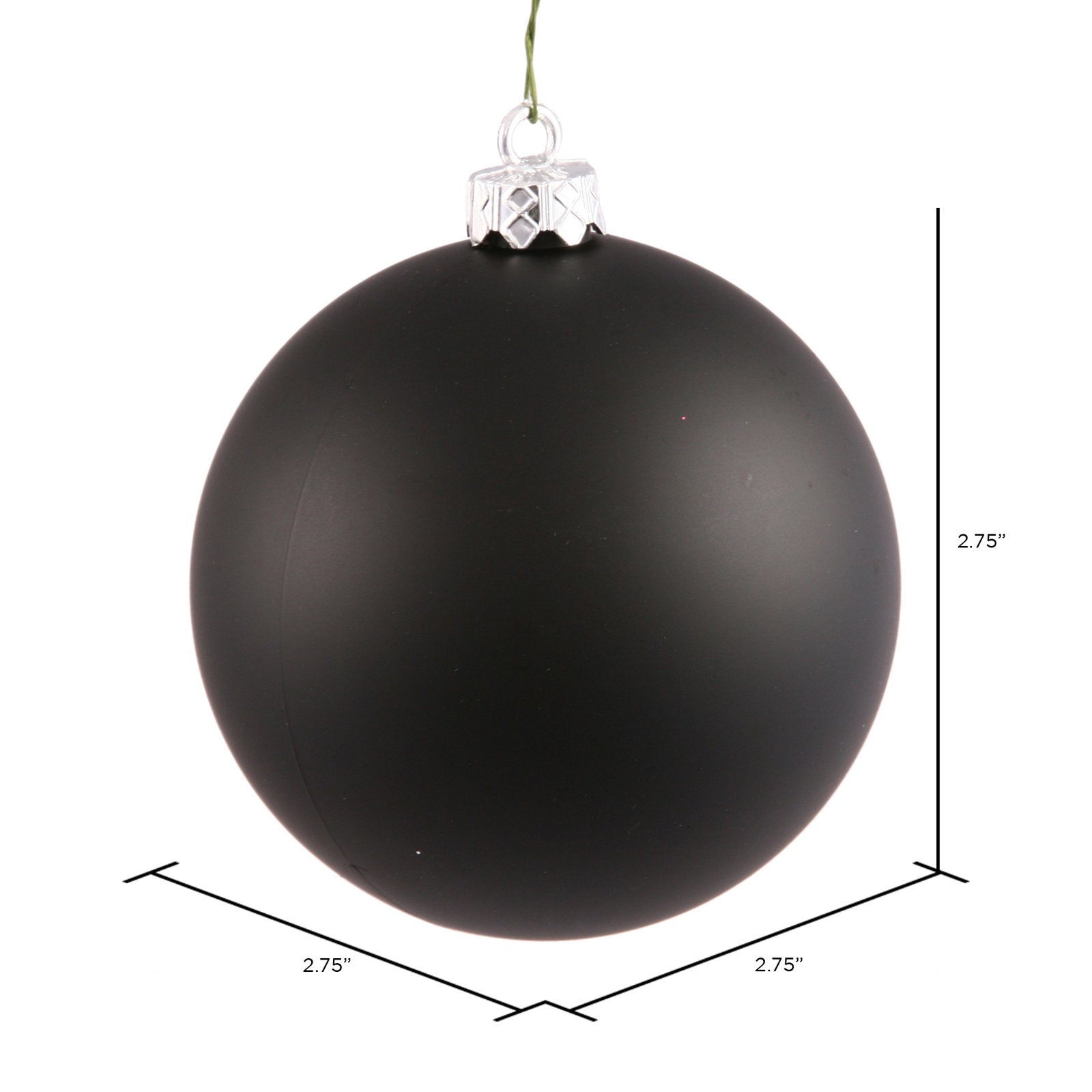 The Holiday Aisle® 3" Shatterproof Bauble, 2.75" H x 2.75" W x 2.75" D, Black