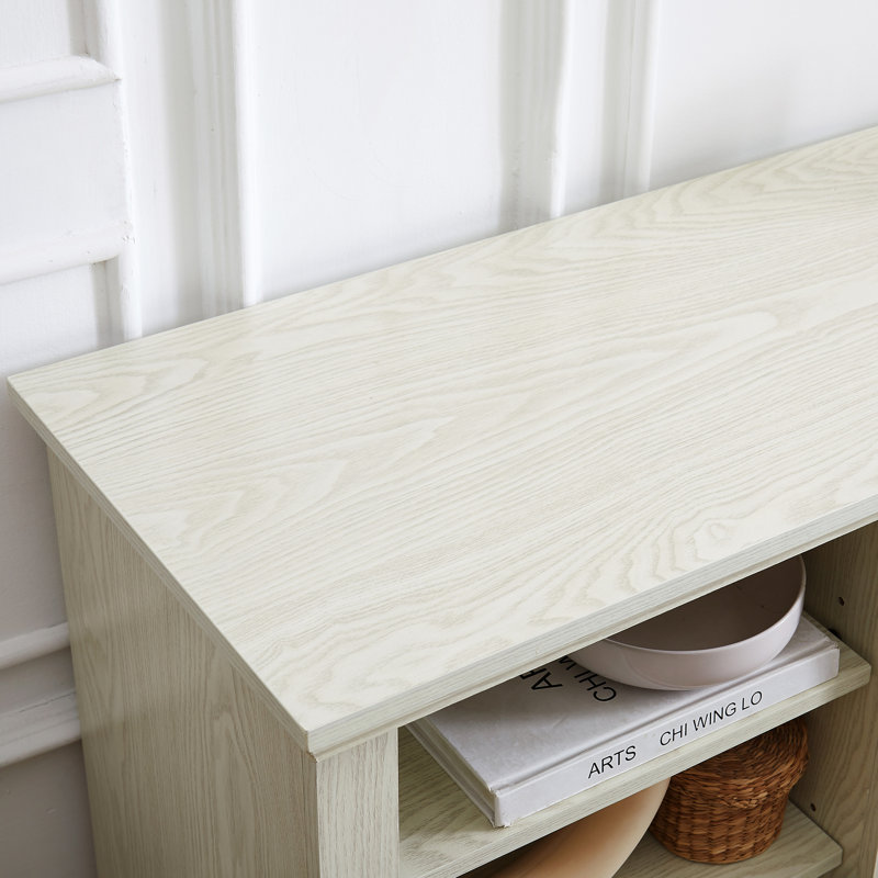 Tablette de 23 po avec insert pour téléviseur avec suffisamment d'options de rangement, blanc, pouvant accueillir jusqu'à 75 po de télévision, centre média blanc en faux pierre et beaucoup d'espace