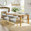 Ensemble de 4 fauteuils de salle à manger rembourrés en or 18,3 po Chenille-1028640563