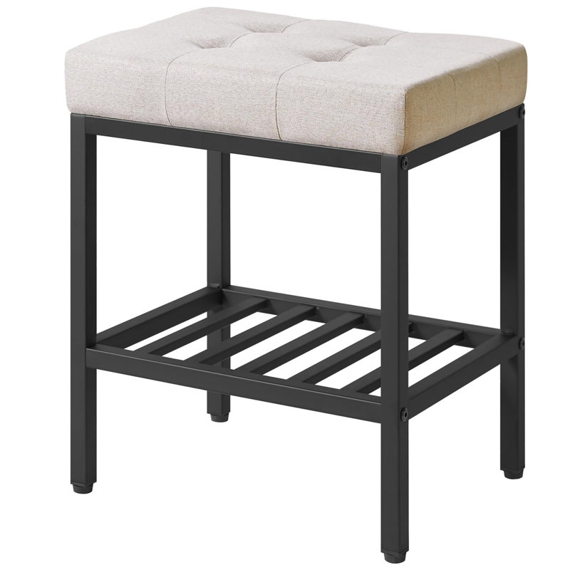 Metal Accent Stool, Beige