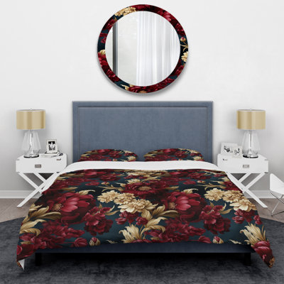 Renaissance Revival Victorian Pattern - Floral Duvet Cover Set - Microfiber Polyester