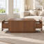 Table basse carrée avec rangement robuste à 4 tiroirs, table de style Mid-Century moderne, en noyer-1152513823