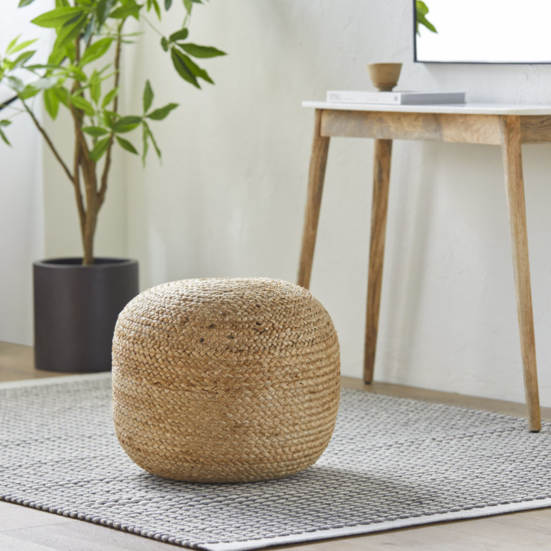 Rodriguez Upholstered Pouf, Khaki