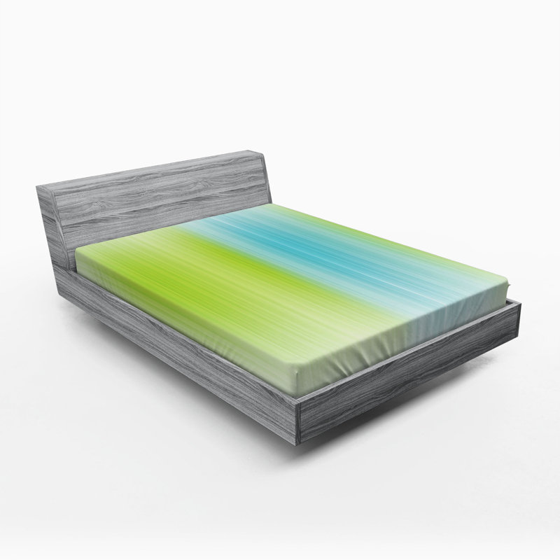 Drap-housse rayé en microfibre, Vert, bleu / rayé 1, Drap-housse de taille double