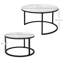 Cotten 2 Pcs Stacking Coffee Table Set Steel Frame, Marble Dark Grey-628454661
