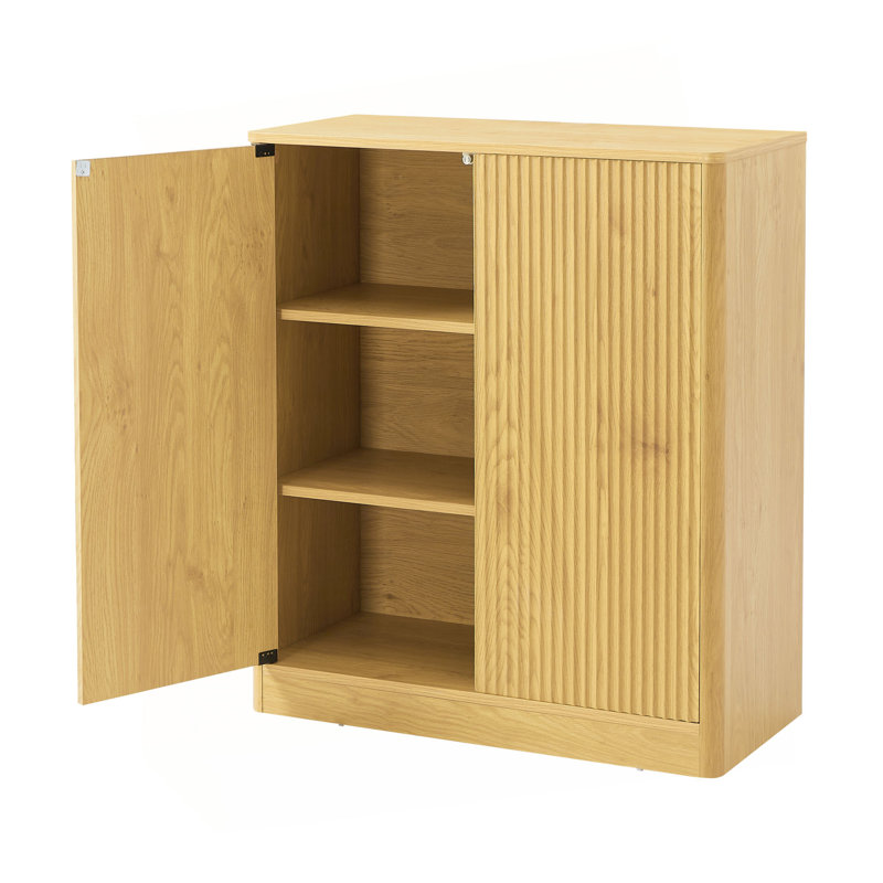 31.5-Inch Modern Wavy Sideboard, Curved Contour Design Storage Cabinet, 2-Door Cabinet With Storage Function, Suitable For Kitchen/Bedroom/Living Room, 31.5"L X 15.7"W X 34.3"H