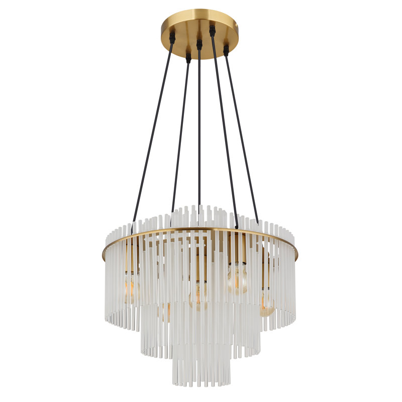 Decole 5 - Light Pendant, Gold colours, Clear, 70cm H x 50cm W