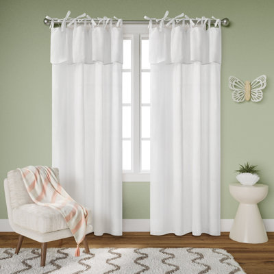 Recycled Cotton Blend Ruffle Tie-Top Curtain Pair