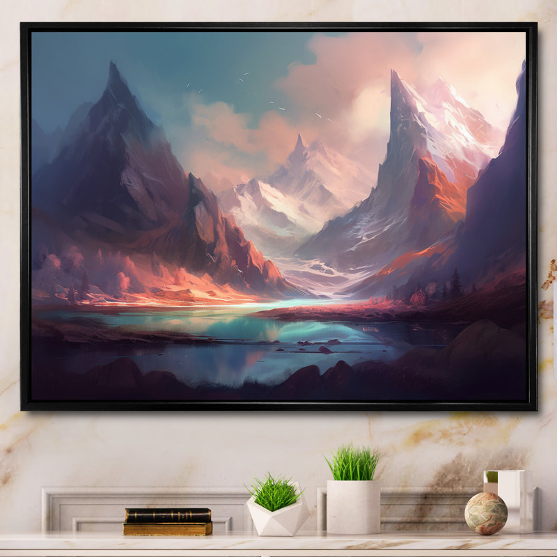 " Frozen Mountain Range I ", 12" H x 20" W x 1" D, Black Floater Framed