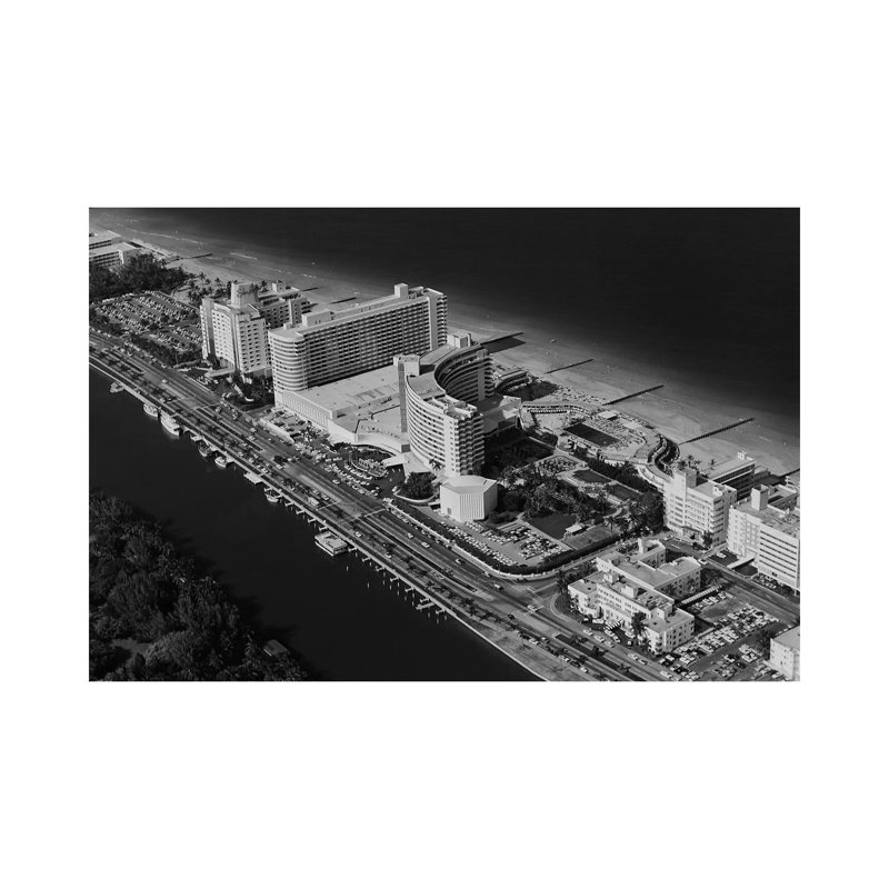 1950s-1960s Aerial View Fontainebleau Hotel Miami Beach Florida USA - Wrapped Canvas Print, 30.48 cm H x 45.72 cm W