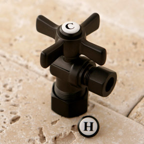 Kingston Brass Millennium 5/8-Inch OD Comp x 3/8-Inch OD Comp Quarter-Turn Angle Stop Valve, Oil Rubbed Bronze