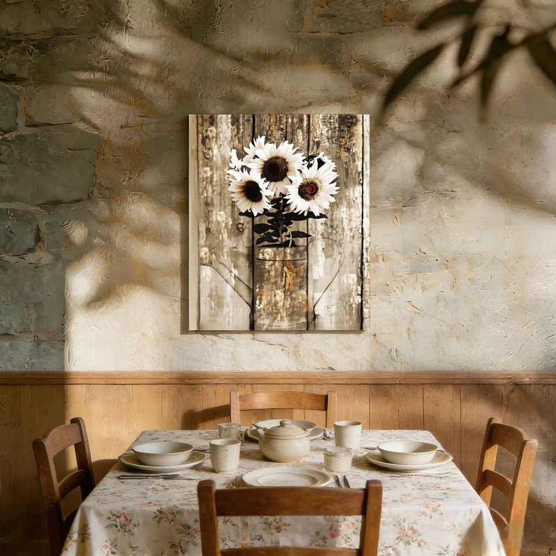 «Farmhouse Rustic Floral Country», art mural sans cadre, L 36 po x l 24 po