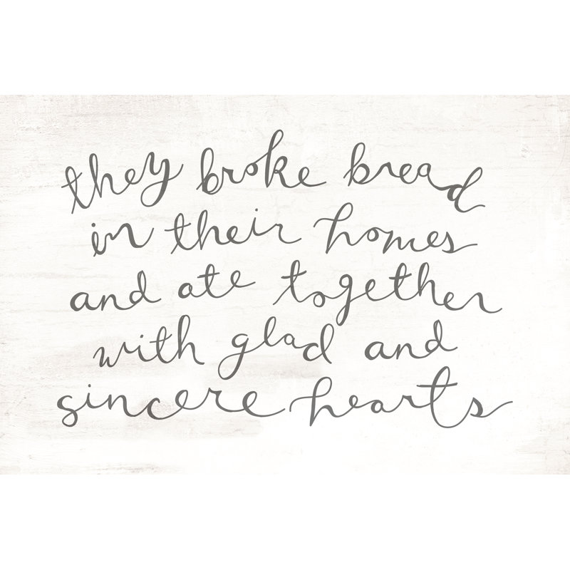 They Broke Bread Script Background - Wrapped Canvas Art Prints, 61cm H x 91cm W x 3.8cm D