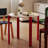 White Red Round Density board lacquer Oak lacquer Dining table