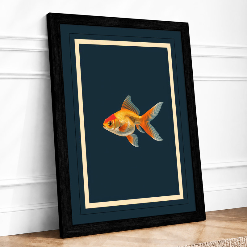 Solitary Goldfish Minimalist - Print, Black, A4 - 29.7 x 21.0 cm