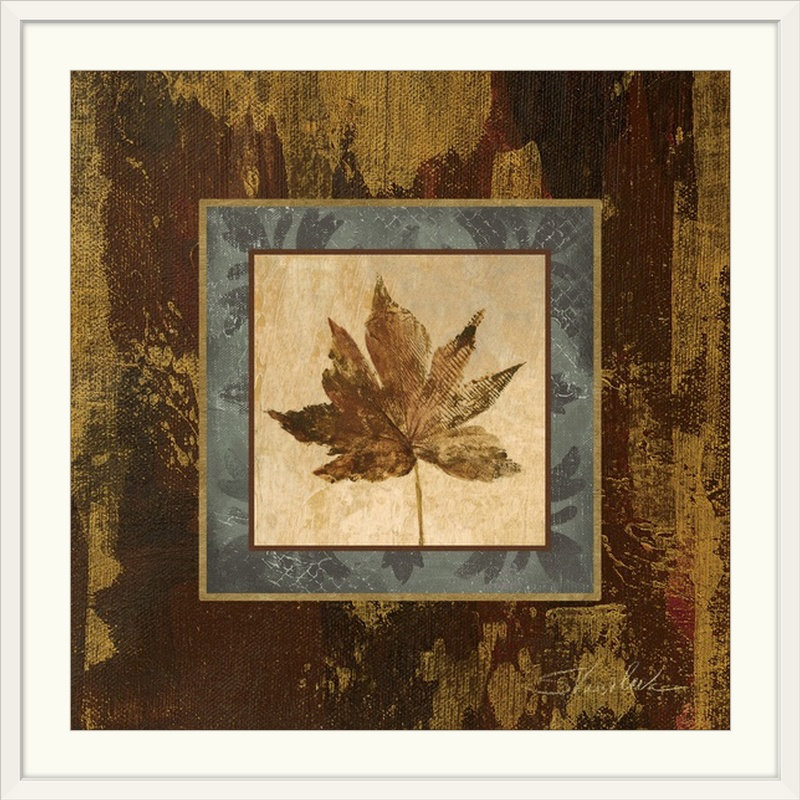 «Autumn Leaf Square IV» par Silvia Vassileva - reproduction, H 38 po x l 38 po x P 1 po, Cadre blanc