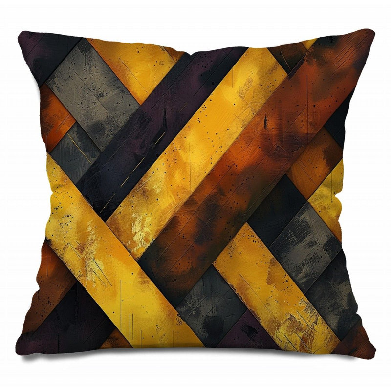 Herringbone Pattern Throw Pillow, Visual Art Cotton Twill Pillows, 16"H x 16"W