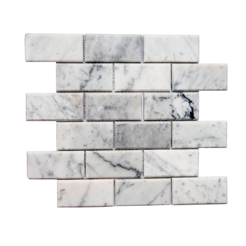 Santorini 2" x 4" Marble Brick Joint Mosaic Wall Tile, Gray