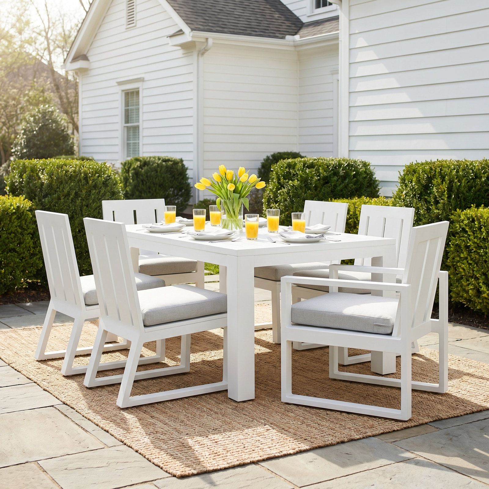Camela 90" Sunbrella® Patio Dining Set, Canvas Natural Sunbrella®