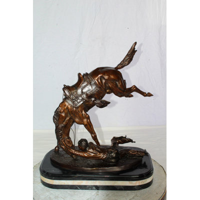 Nifao Brand – Wicked Pony Bronze Statue by Frederic Remington | Cowboy & Wild Horse Sculpture | Lost Wax Casting | Western Art Decor 19" x 11" x 23"H