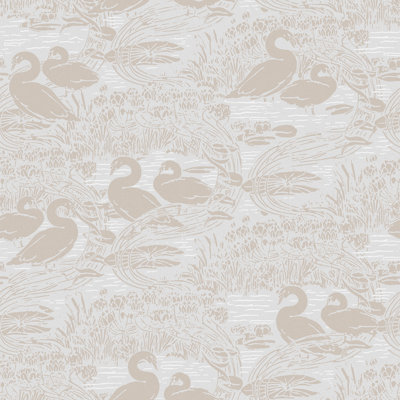 Laura Ashley Swans Dove Grey Wallpaper