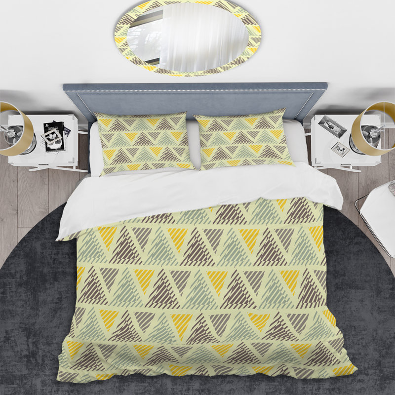 Ensemble de housse de couette en microfibre jaune / brun 3 pièces, Housse de couette simple + 1 taie décorative stan