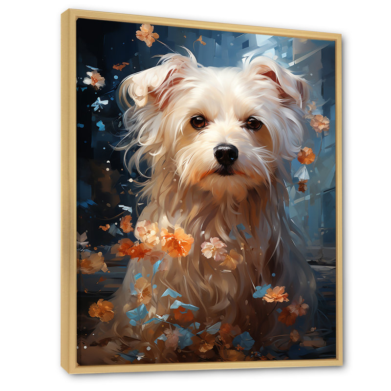 «Dog Maltese Magic» sur impression sur toile, H 20 po x l 12 po x P 1 po, Cadre naturel flottant