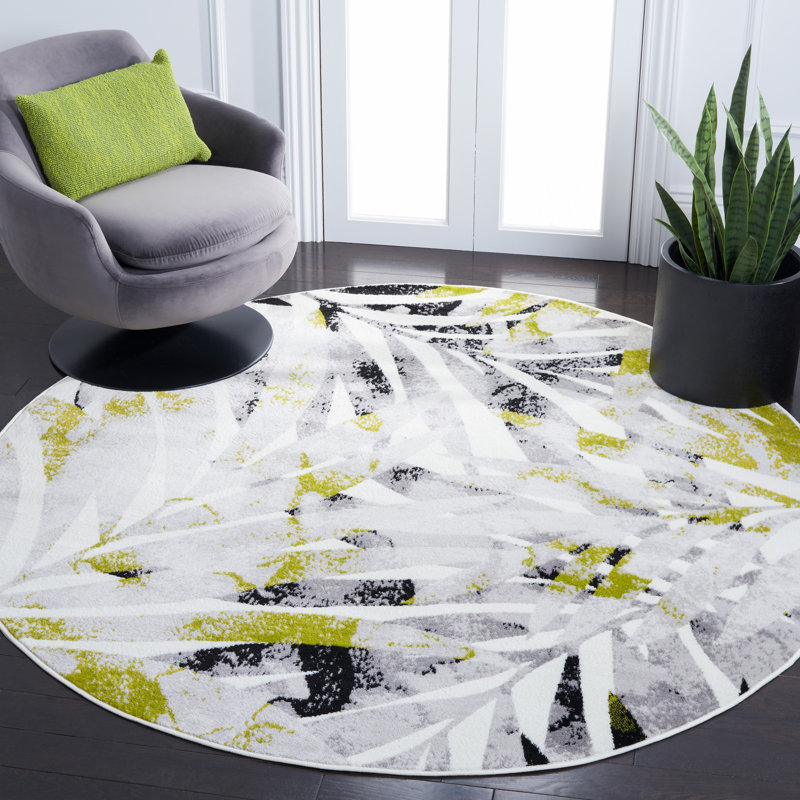 Forbell Performance Floral Rug, Round 6'7"