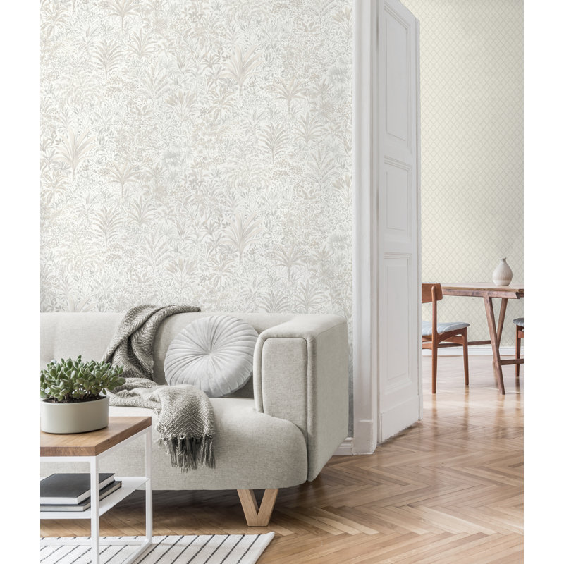Palm Landscape Italian Heavyweight Wallpaper, White
