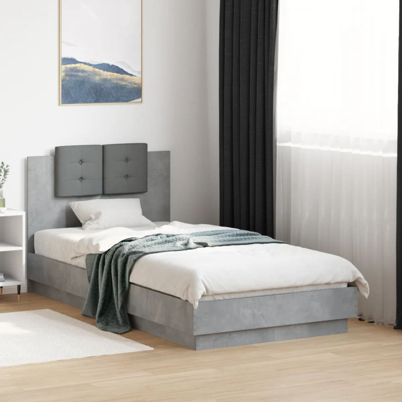Middleport Bed, UK Single - 90 x 190 cm, Concrete Grey