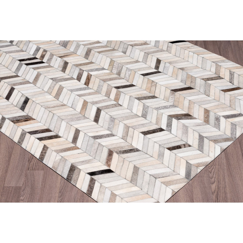 Tapis en cuir fabriqué à la main Marieke, Rectangle 8 pi x 10 pi