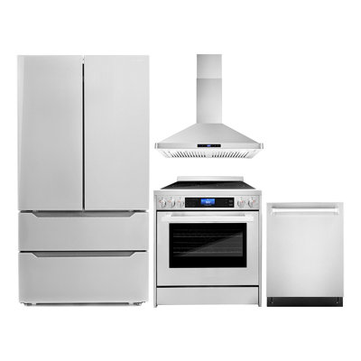 4 Piece Kitchen Package with French Door Refrigerator & 30"" Freestanding Electric Range -  Cosmo, COS-4PKG-031