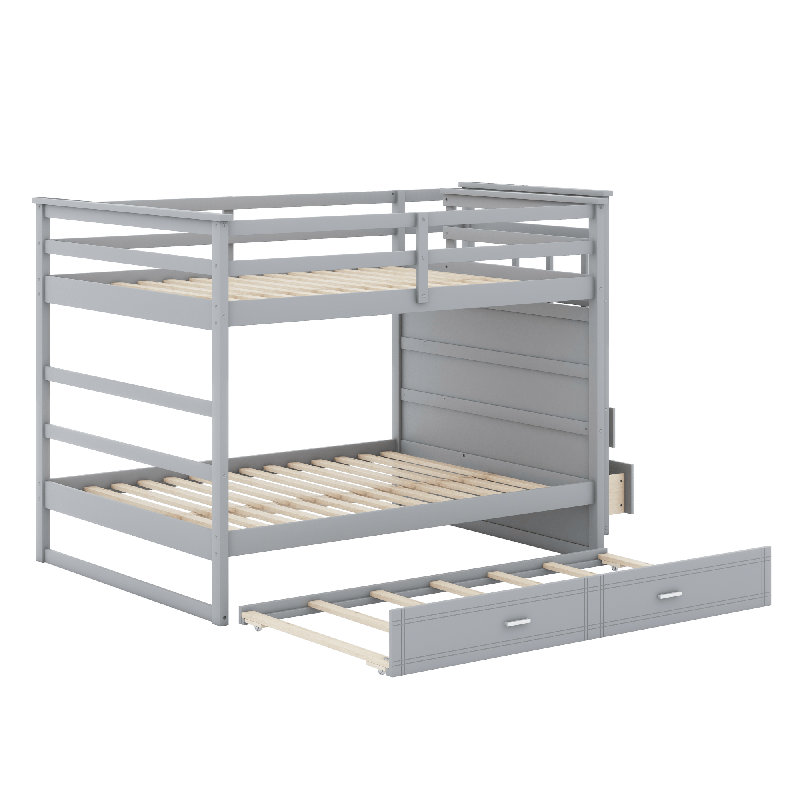 Bunk Bed With Trundle, Gray