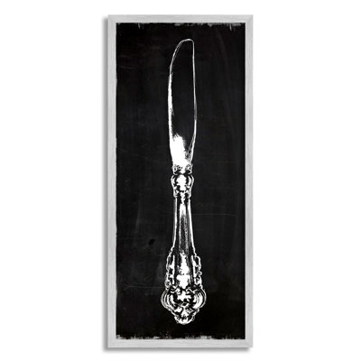 Stupell Industries Kitchen Butter Knife Vintage Style Dinner Cutlery By Carol Robinson - Floater Frame Graphic Art Prin In Farmhouse Gray Framed Giclee