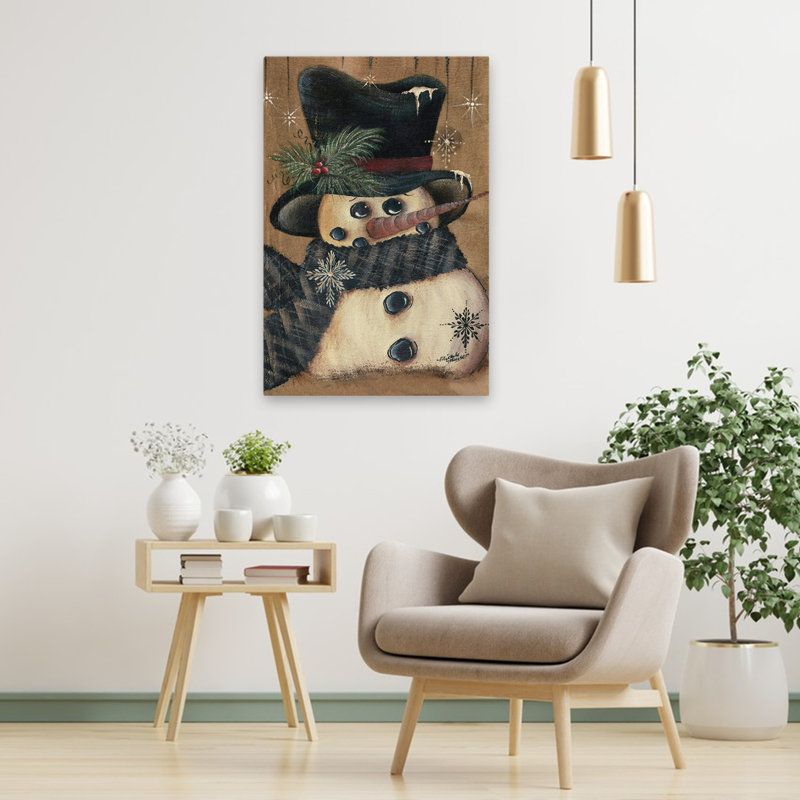 «All Bundled Up - Contemporary Snowman With Carrot Nose», H 24 po x l 36 po