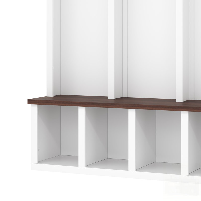 Farmhouse Wooden Style Hall Tree With Arched Design, Practical Entryway Storage Bench, And Shoe Cabinet, Ideal For Mudroom And Living Room Organization.