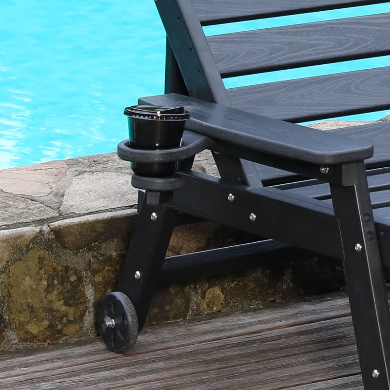 Hdpe Outdoor Chaise Lounge Chair With 4-position Adjustable Backrest, Pool Lounge Chair Supports Up To 400 Lbs For Patio Poolside Deck Beach Backyard