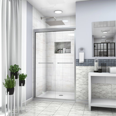 Cabine de douche coulissante demi-cadre l 48 po x H 76 po, 5/16 po (8 mm)